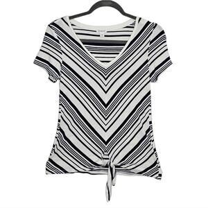 Westport Striped Front Tie Short Sleeve Top XS